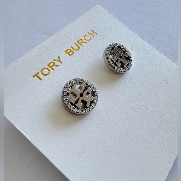 Tory Burch Jewelry - Tory Burch Miller Pave Stud Earrings. In Silver Color. Brand New!